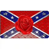 Confederate Flag With Red Rose Novelty License Plate 4" x 2.2" (MLP)
