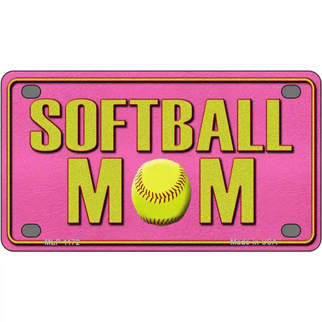 Softball Mom Novelty Metal License Plate 4" x 2.2" (MLP)