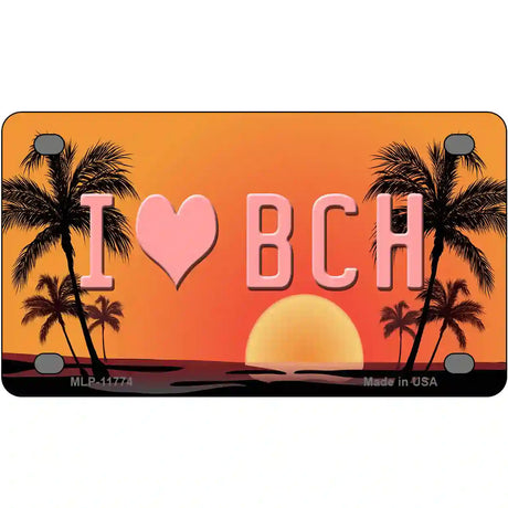 I Love Beach Novelty License Plate 4" x 2.2" (MLP)