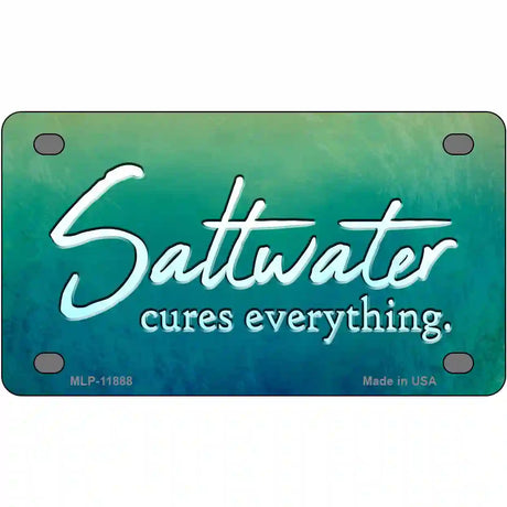 Saltwater Cures Everything Novelty Metal License Plate 4" x 2.2" (MLP)