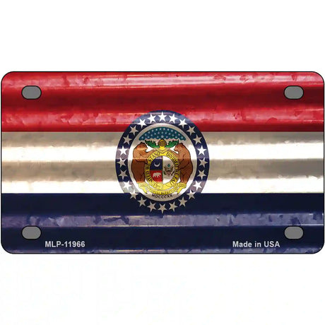 Missouri Corrugated Flag Novelty License Plate 4" x 2.2" (MLP)