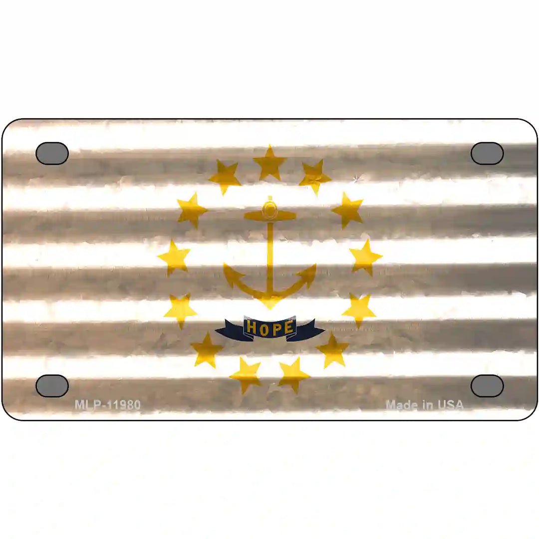 Rhode Island Corrugated Flag Novelty License Plate 4" x 2.2" (MLP)