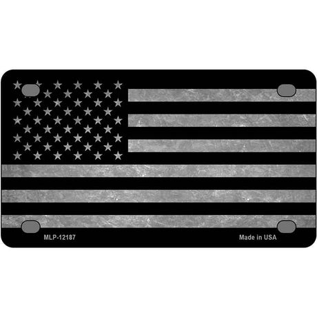 American Flag Black and Gray Novelty Metal License Plate 4" x 2.2" Mini (MLP)