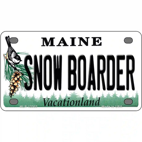 Snow Boarder Maine Novelty Metal License Plate 4" x 2.2" (MLP)