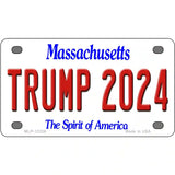 Trump 2024 Massachusetts Novelty Metal License Plate 4" x 2.2" (MLP)