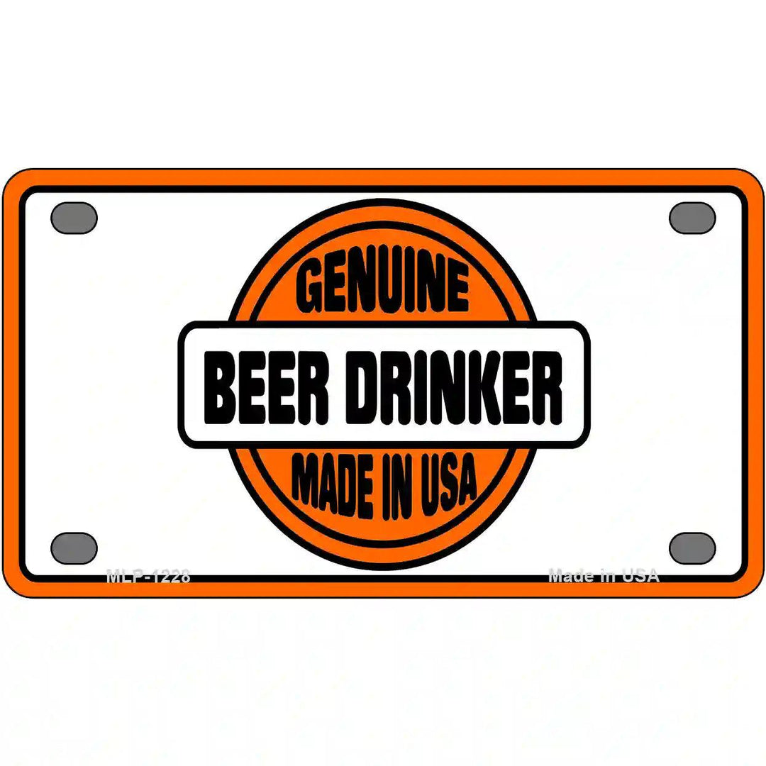 Genuine Beer Drinker Novelty Metal License Plate 4" x 2.2" (MLP)