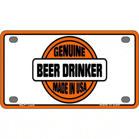 Genuine Beer Drinker Novelty Metal License Plate 4" x 2.2" (MLP)