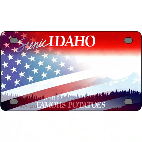 Idaho with American Flag Novelty Metal License Plate 4" x 2.2" (MLP)