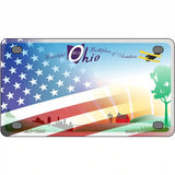 Ohio with American Flag Novelty Metal License Plate LP-12447 4" x 2.2" (MLP)