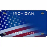 Michigan Great Lakes Plate American Flag Novelty Metal License Plate 4" x 2.2" (MLP)