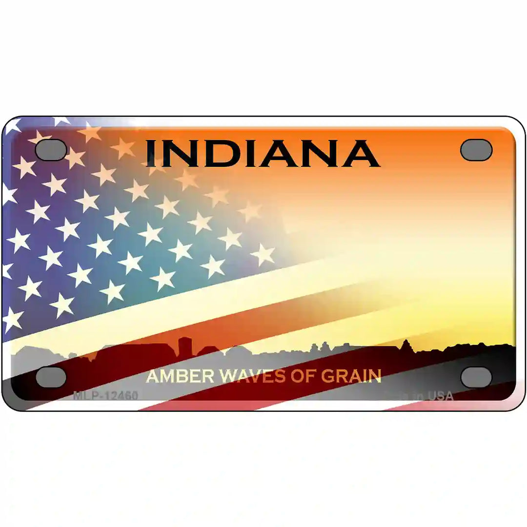Indiana Amber Waves Plate American Flag Novelty Metal License Plate 4" x 2.2" (MLP)