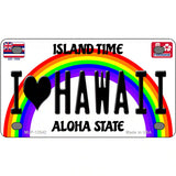 I Love Hawaii Novelty Metal License Plate 4" x 2.2" (MLP)