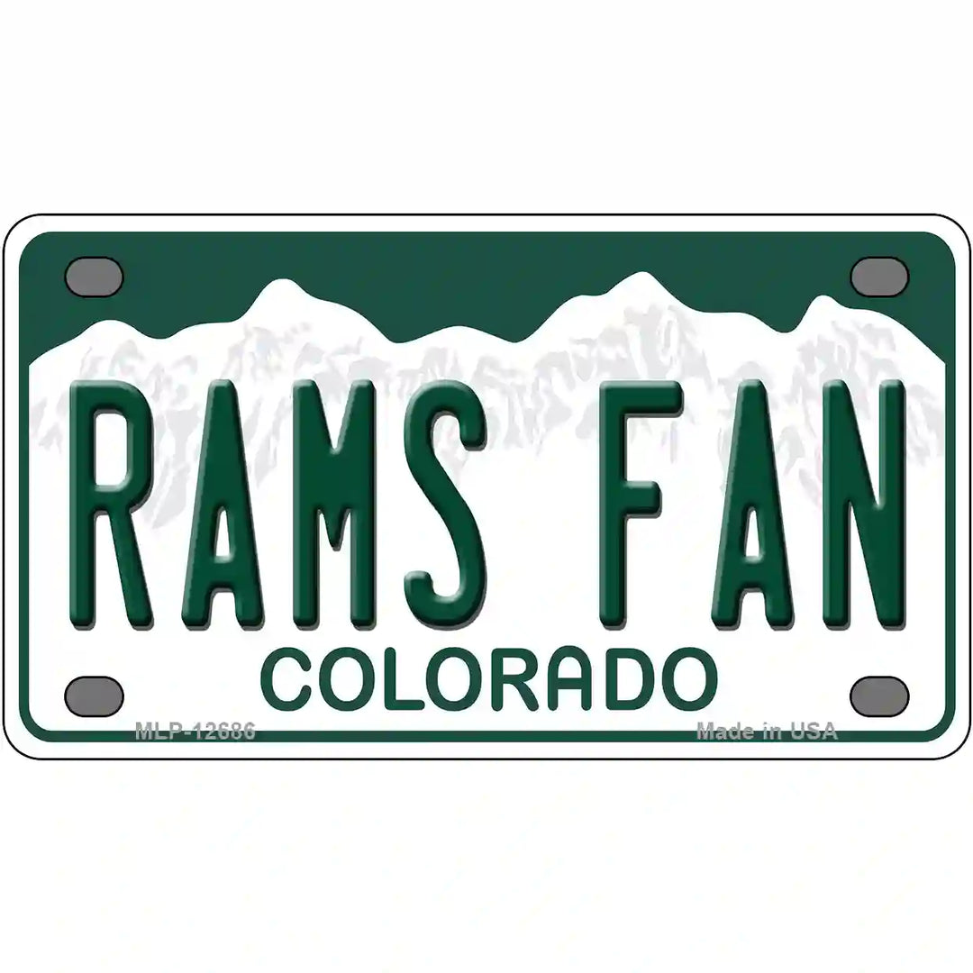 Rams Fan Novelty Metal License Plate 4" x 2.2" (MLP)