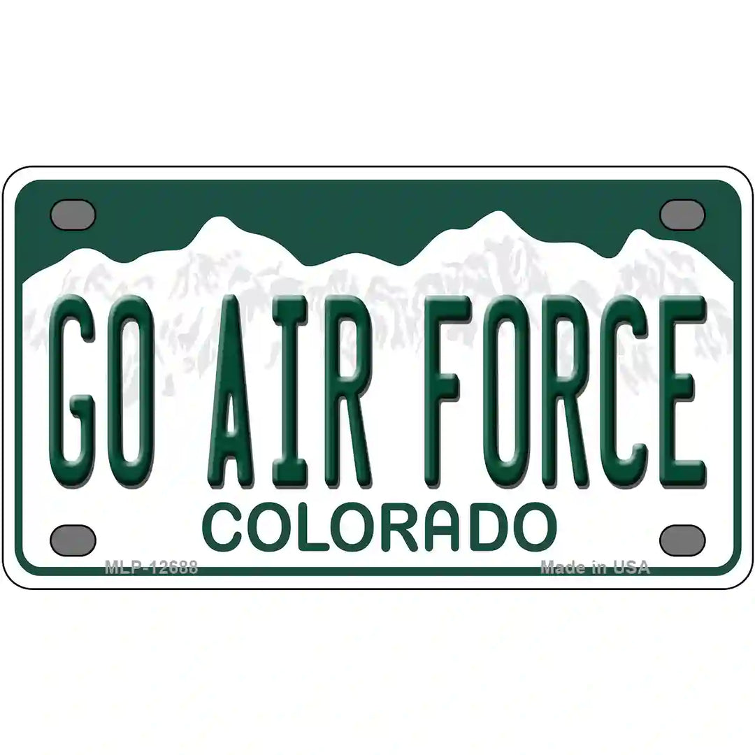 Go Air Force Novelty Metal License Plate 4" x 2.2" (MLP)