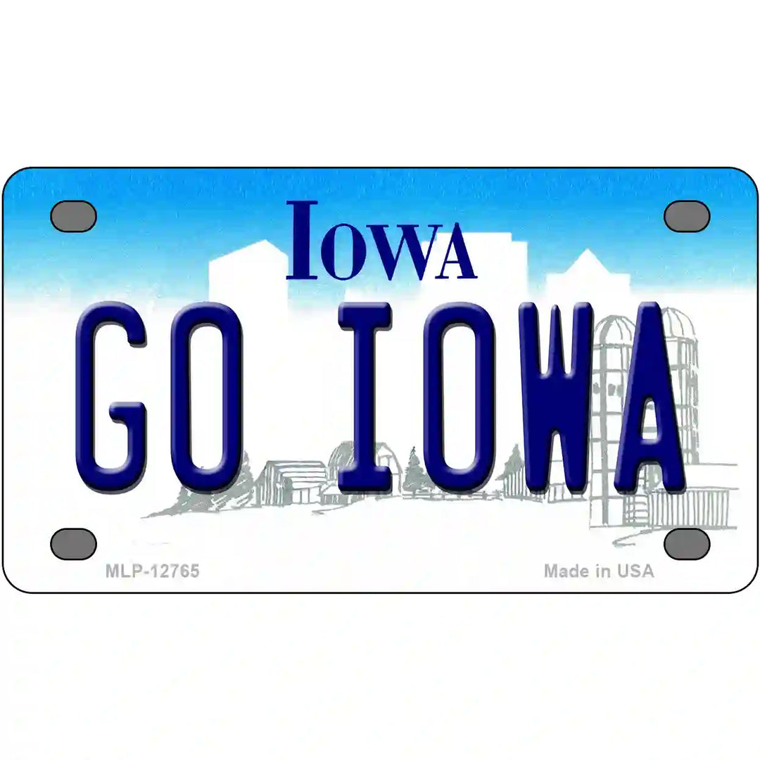 Go Iowa Novelty Metal License Plate Tag 4" x 2.2" (MLP)