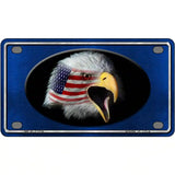 American Flag Eagle Blue Novelty Metal License Plate 4" x 2.2" (MLP)