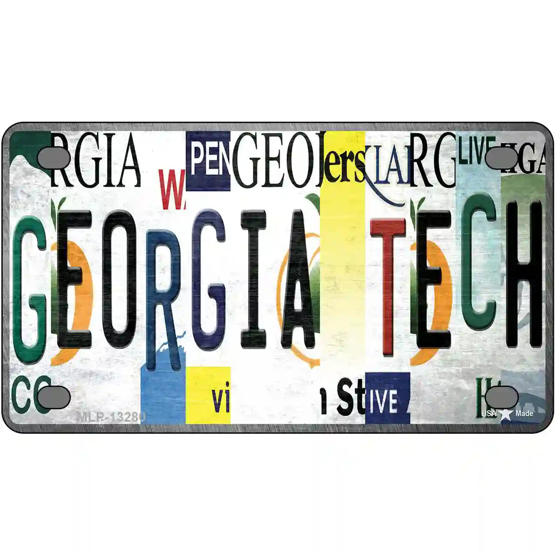 Georgia Tech Strip Art Novelty Metal License Plate Tag 4" x 2.2" Mini (MLP)