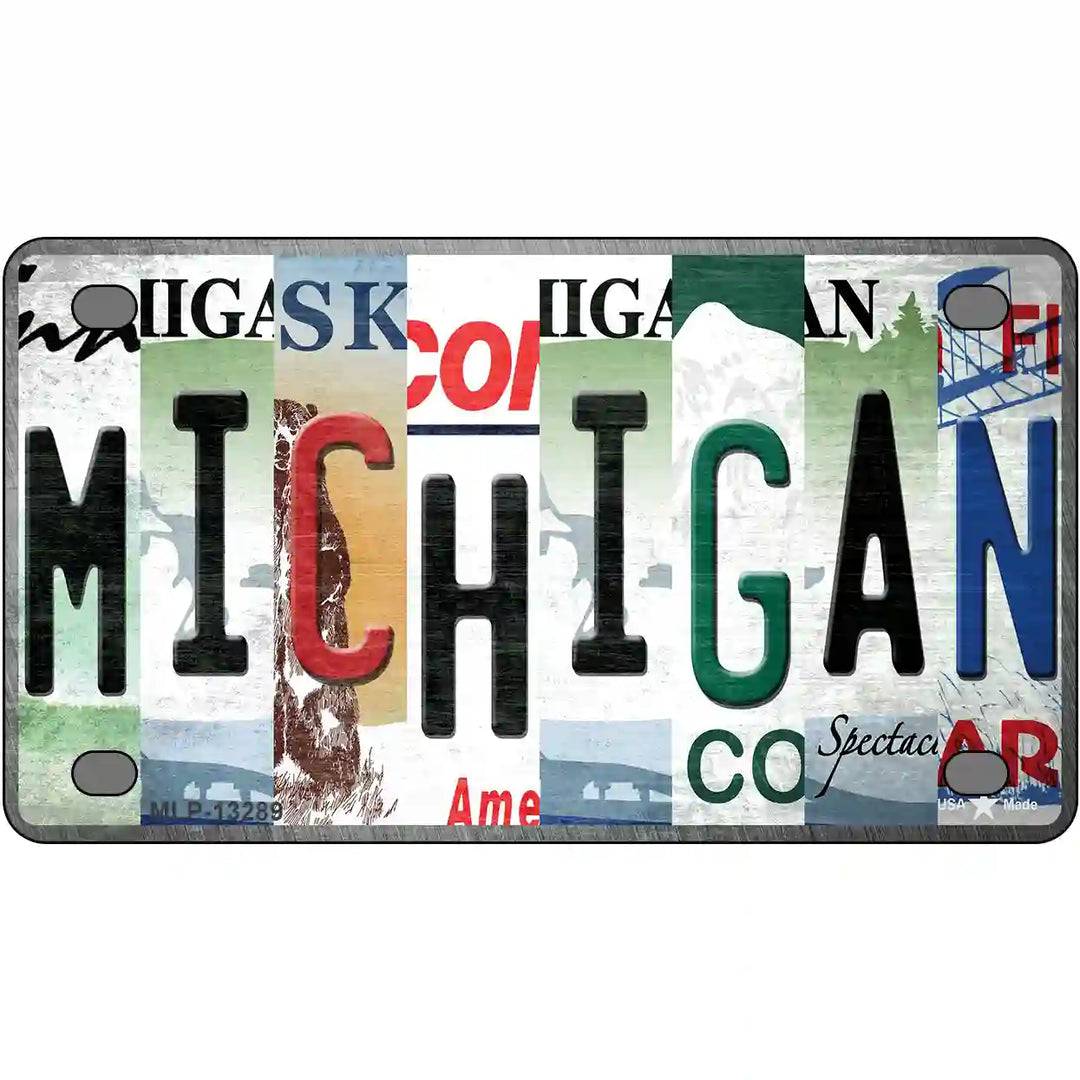 Michigan Strip Art Novelty Metal License Plate Tag 4" x 2.2" (MLP)