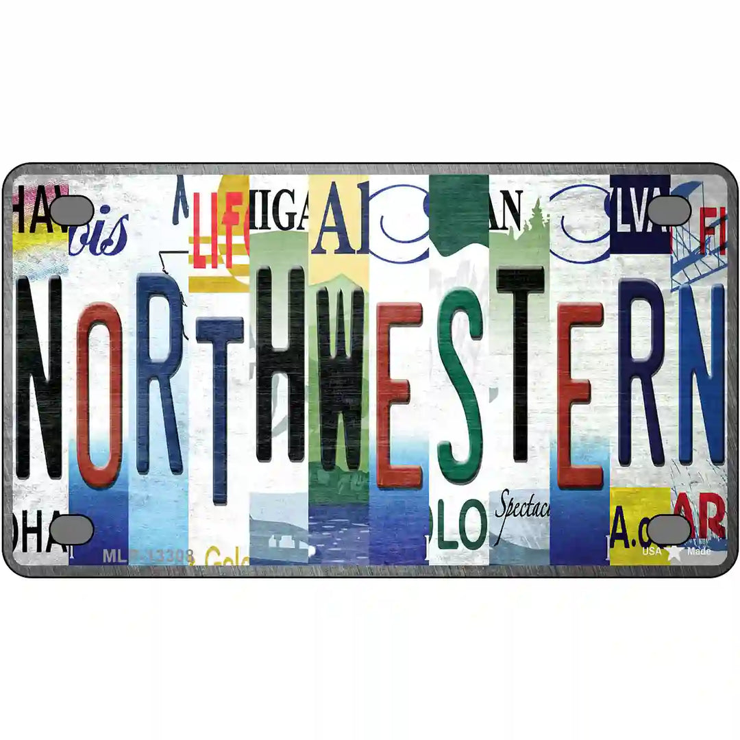 Northwestern Strip Art Novelty Metal License Plate Tag 4" x 2.2" Mini (MLP)