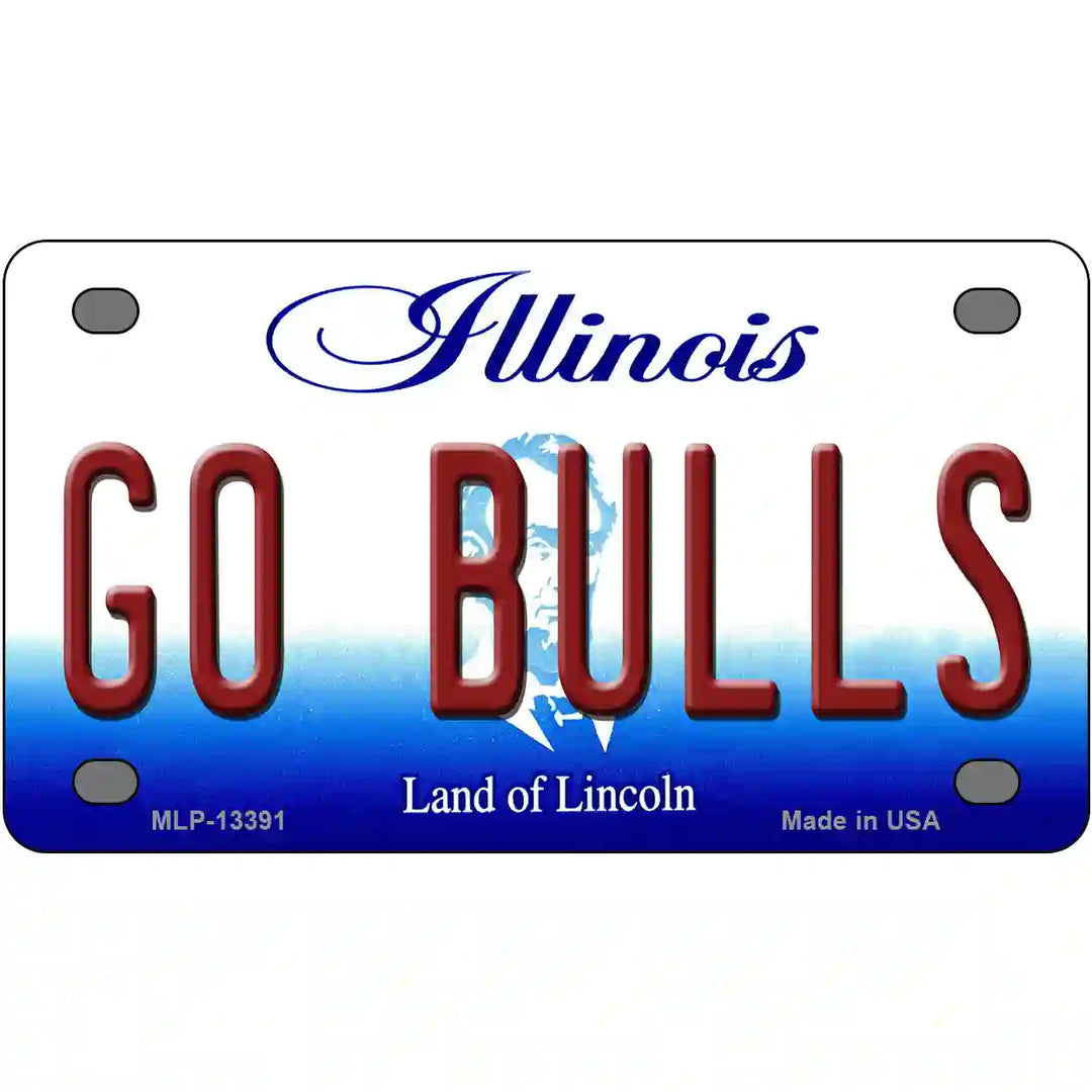 Go Bulls Novelty Metal License Plate Tag 4" x 2.2" (MLP)