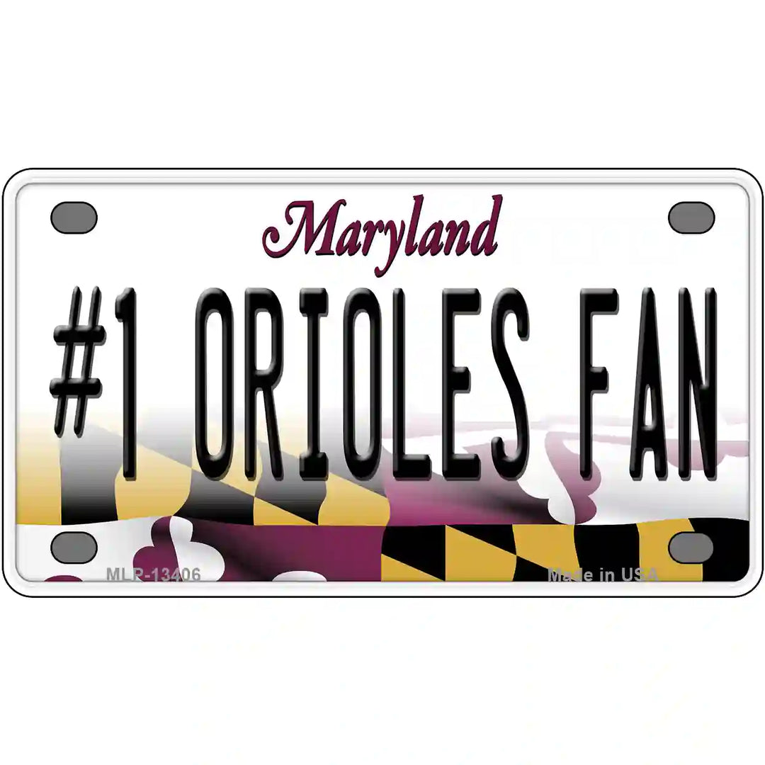Number 1 Orioles Fan Novelty Metal License Plate Tag 4" x 2.2" Mini (MLP)