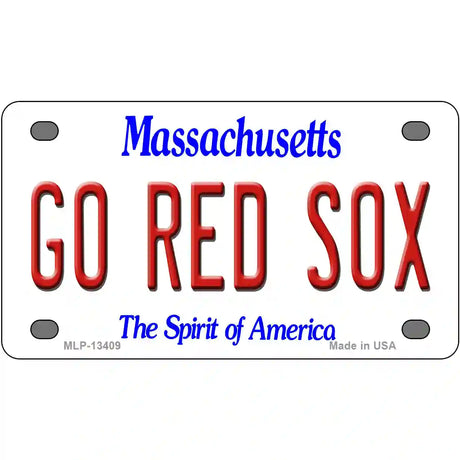 Go Red Sox Novelty Metal License Plate Tag 4" x 2.2" (MLP)