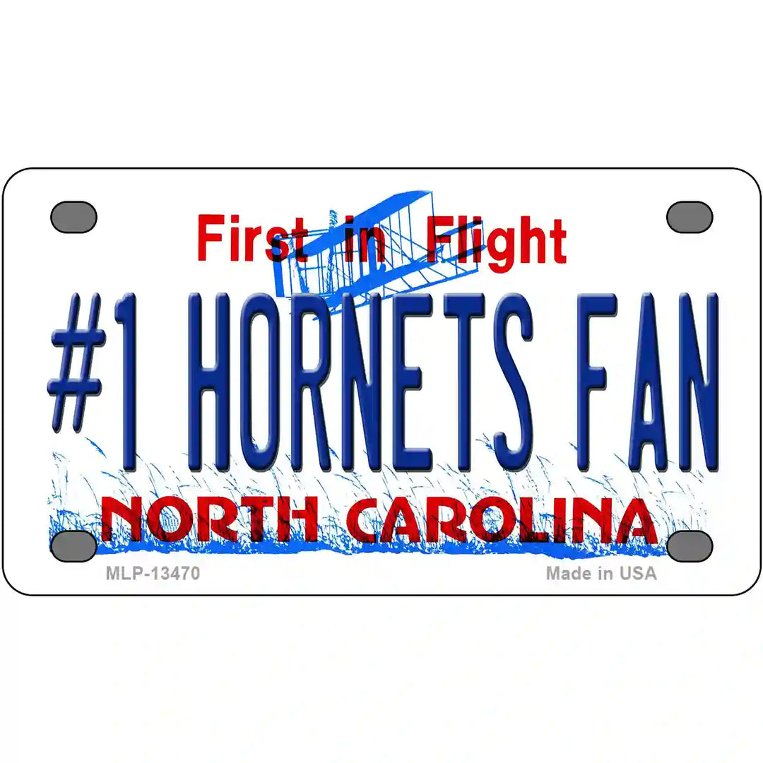 Number 1 Hornets Fan Novelty Metal License Plate Tag 4" x 2.2" Mini (MLP)