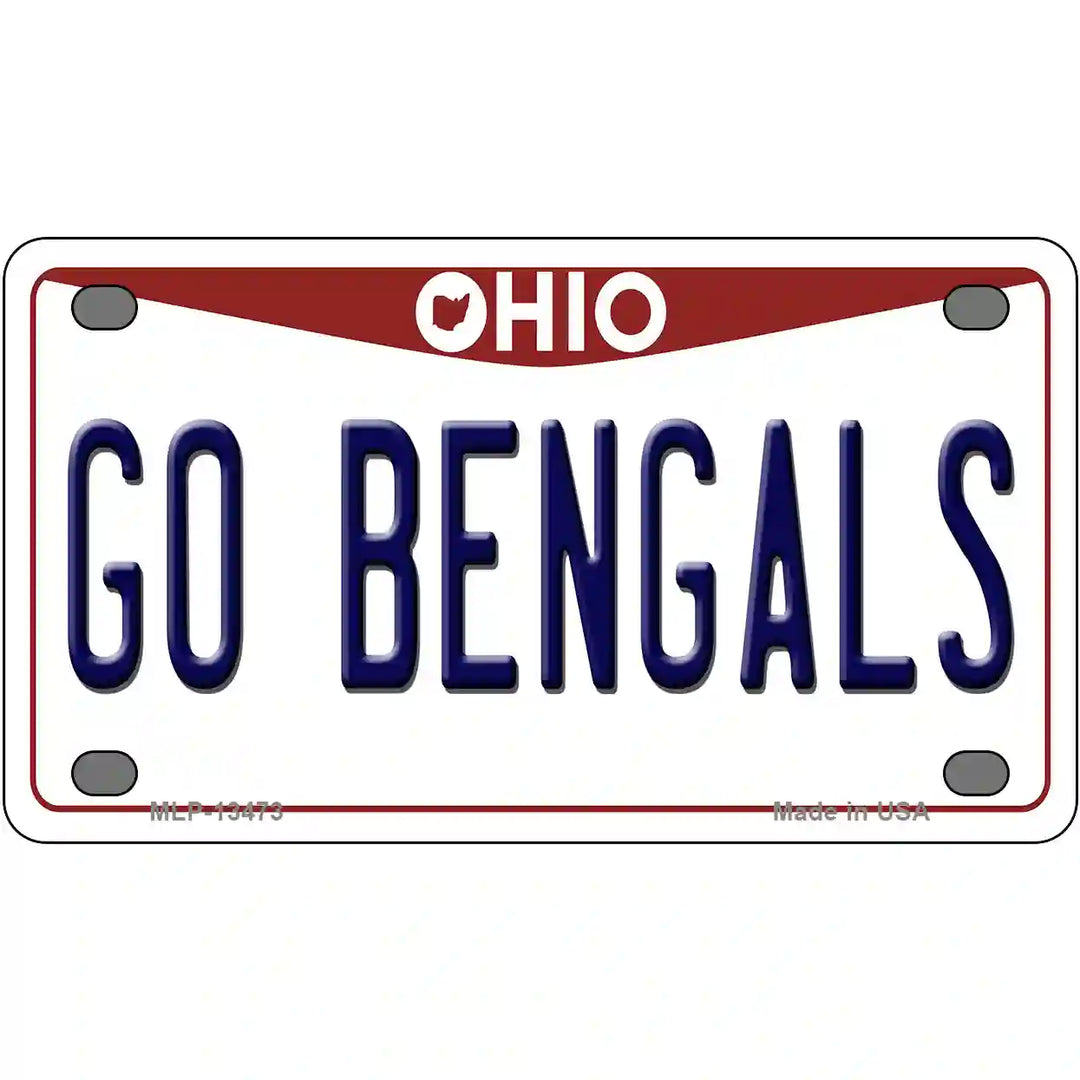 Go Bengals Novelty Metal License Plate Tag 4" x 2.2" (MLP)