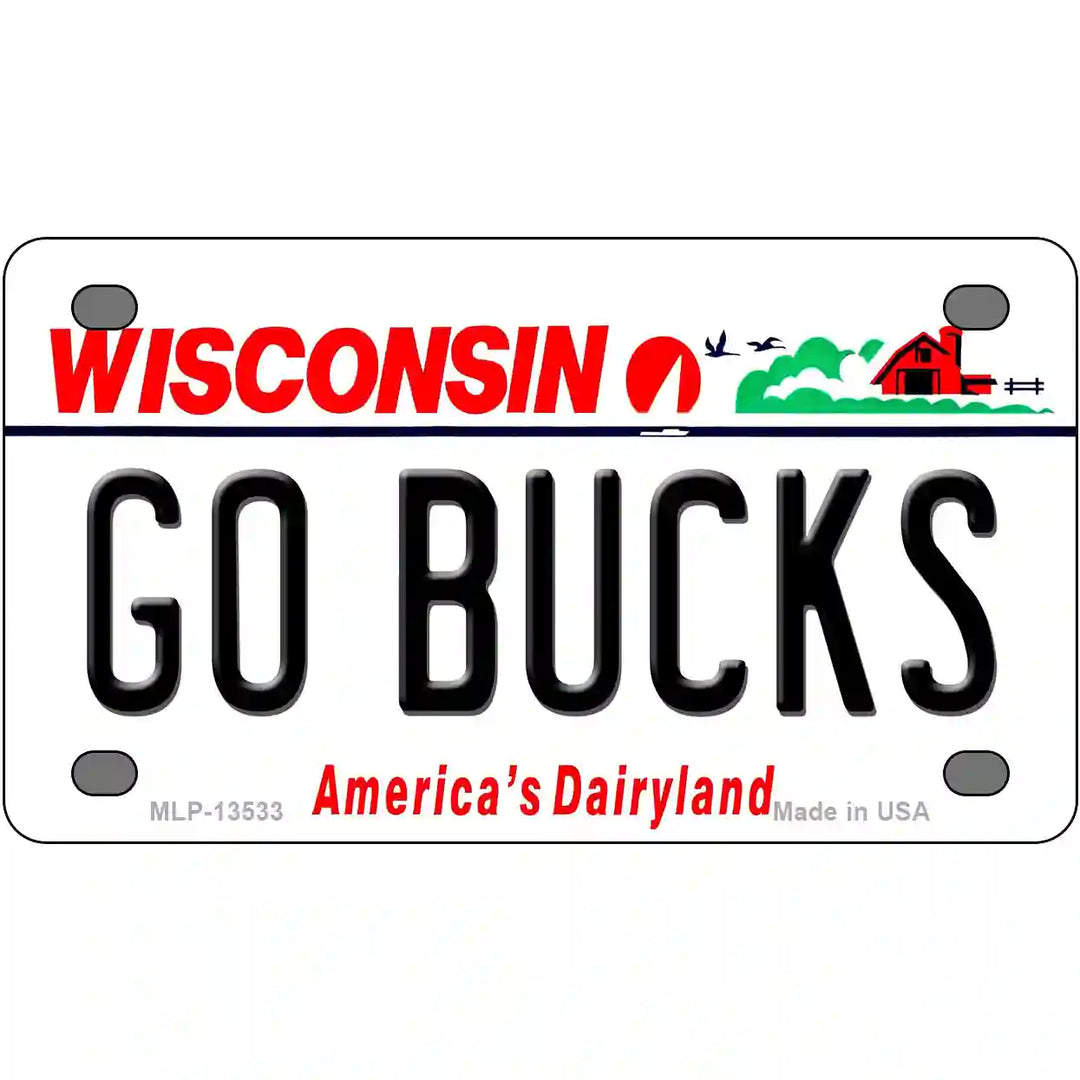 Go Bucks Novelty Metal License Plate Tag 4" x 2.2" (MLP)