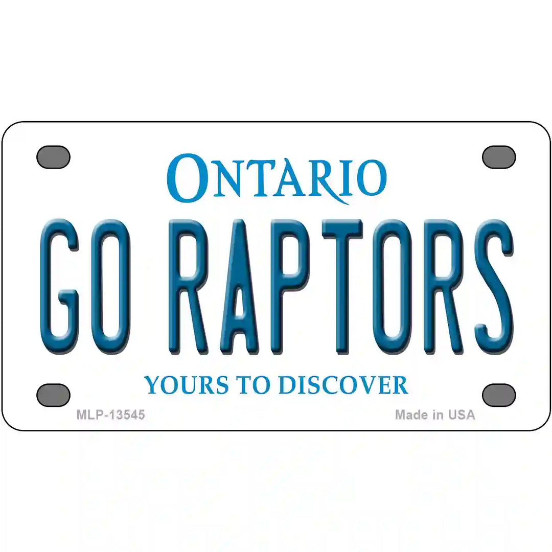 Go Raptors Novelty Metal License Plate Tag 4" x 2.2" Mini (MLP)