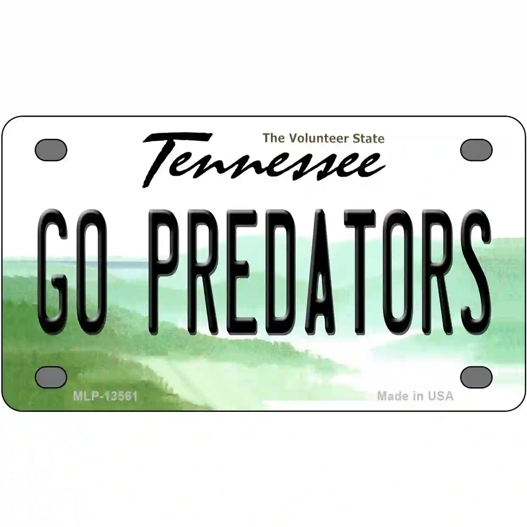 Go Predators Novelty Metal License Plate Tag 4" x 2.2" Mini (MLP)