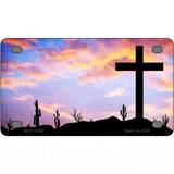 Cross Sunrise Photograph Novelty Metal License Plate 4" x 2.2" (MLP)