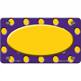 Yellow Purple Polka Dot Center Oval Metal Novelty License Plate