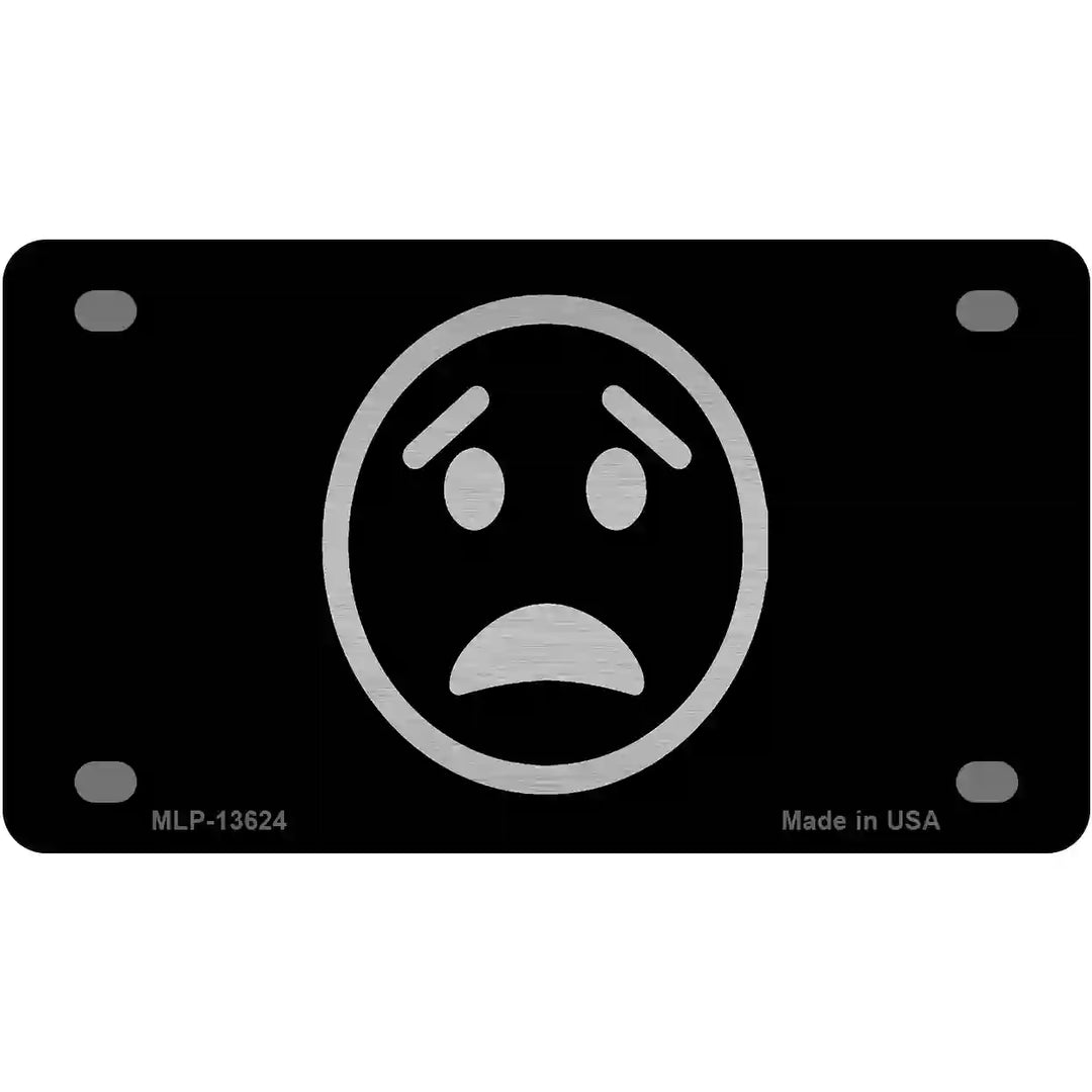 Worried Black Novelty Metal License Plate Tag 4" x 2.2" Mini (MLP)