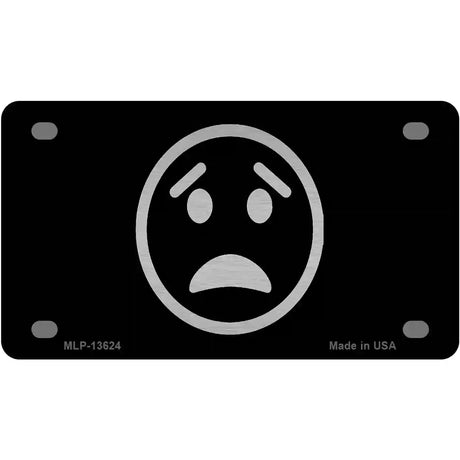 Worried Black Novelty Metal License Plate Tag 4" x 2.2" (MLP)