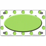 Lime Green White Polka Dot Center Oval Metal Novelty License Plate 4" x 2.2" (MLP)