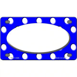 White Royal Blue Polka Dot Center Oval Metal Novelty License Plate 4" x 2.2" (MLP)