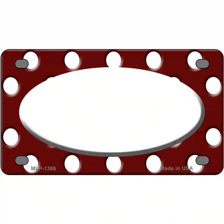 White Burgundy Polka Dot White Center Oval Metal Novelty License Plate 4" x 2.2" (MLP)