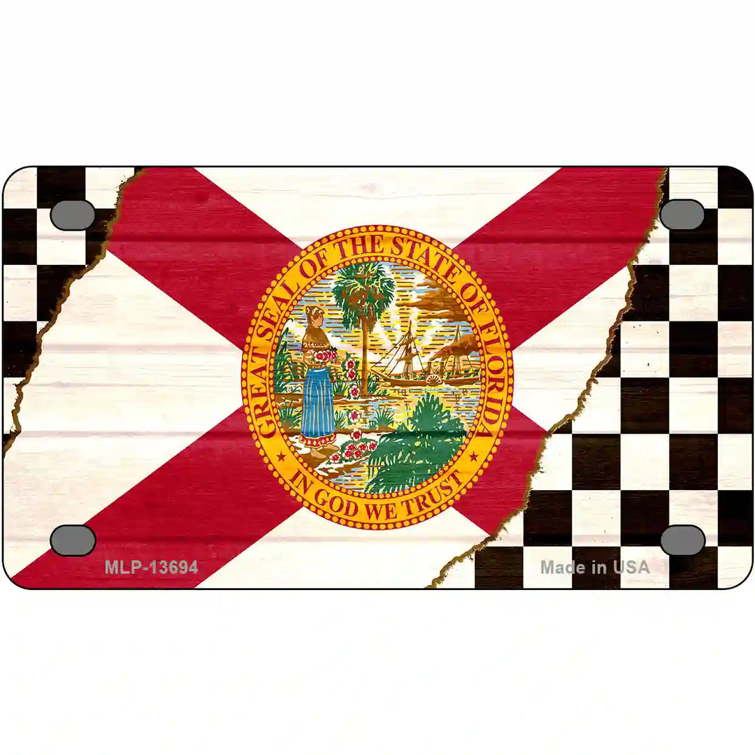 Florida Racing Flag Novelty Metal License Plate Tag 4" x 2.2" Mini (MLP)