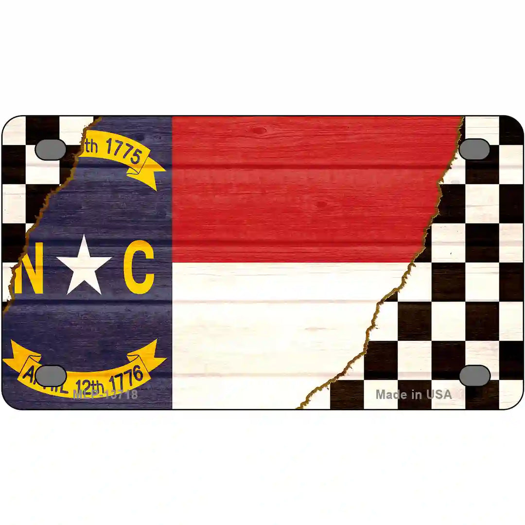 North Carolina Racing Flag Novelty Metal License Plate Tag 4" x 2.2" Mini (MLP)