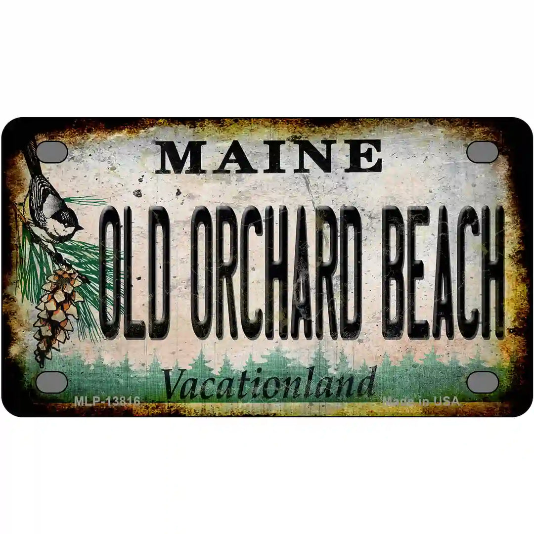 Old Orchard Beach Maine Rusty Novelty Metal License Plate Tag 4" x 2.2" Mini (MLP)