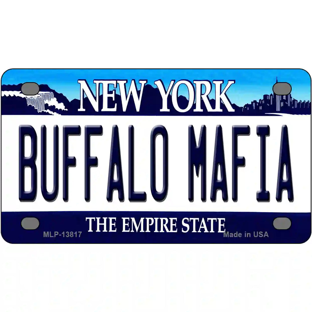 Buffalo Mafia New York Novelty Metal License Plate Tag 4" x 2.2" Mini (MLP)