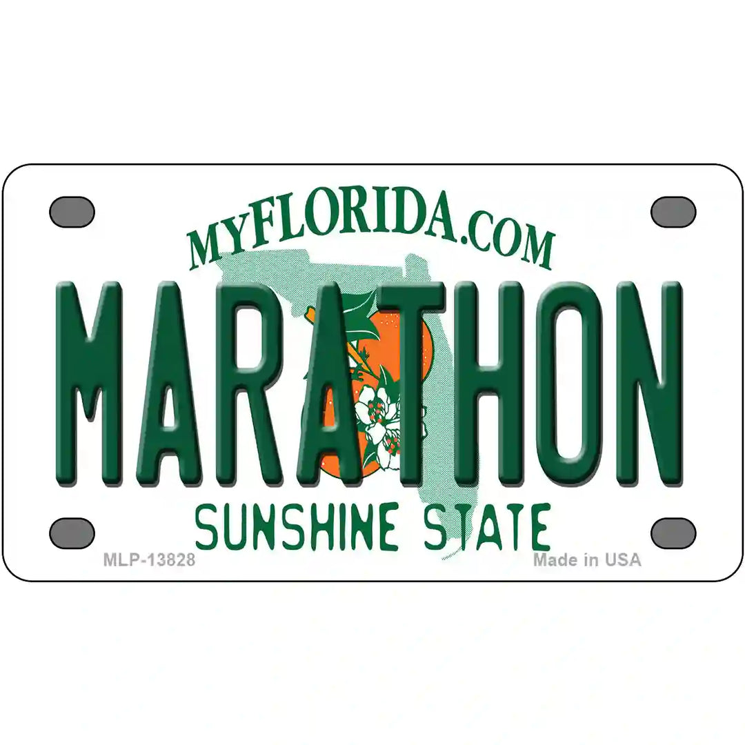 Marathon Florida Novelty Metal License Plate Tag 4" x 2.2" Mini (MLP)