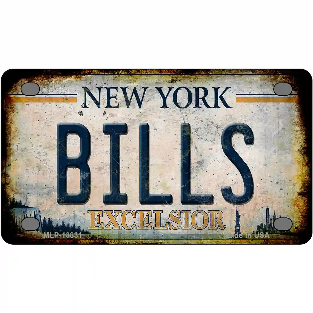 Bills Excelsior New York Rusty Novelty Metal License Plate Tag 4" x 2.2" Mini (MLP)