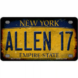 Allen 17 New York Yellow Novelty Metal License Plate Tag 4" x 2.2" Mini (MLP)