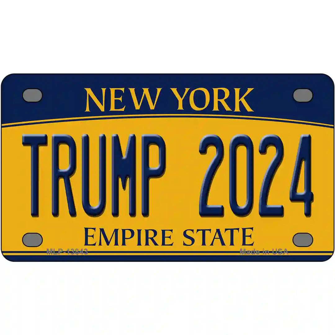 Trump 2024 New York Novelty Metal License Plate 4" x 2.2" Mini (MLP)