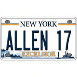 Allen 17 NY Excelsior Novelty Metal License Plate Tag 4" x 2.2" Mini (MLP)