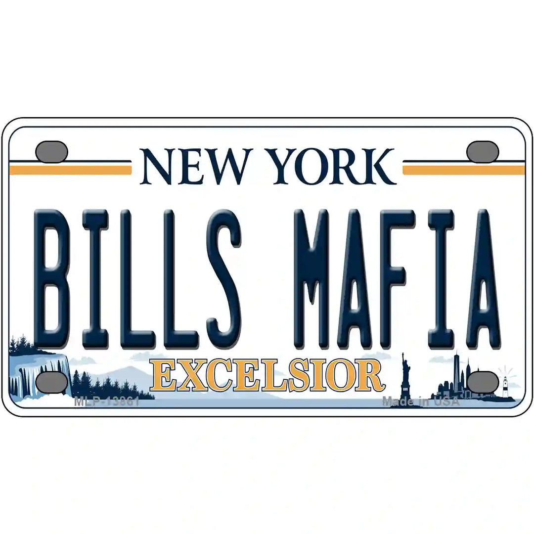 Bills Mafia NY Excelsior Novelty Metal License Plate Tag 4" x 2.2" Mini (MLP)