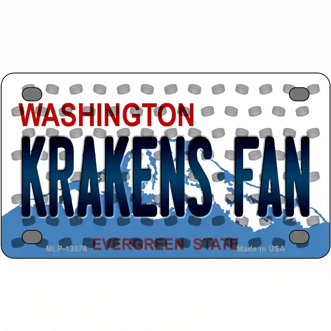 Krakens Fan Washington Overlay Novelty Metal License Plate Tag 4" x 2.2" (MLP)