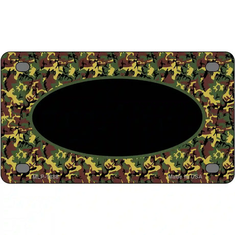 Green Camo Oval With Black Oval Center Metal Novelty License Plate 4" x 2.2" (MLP)